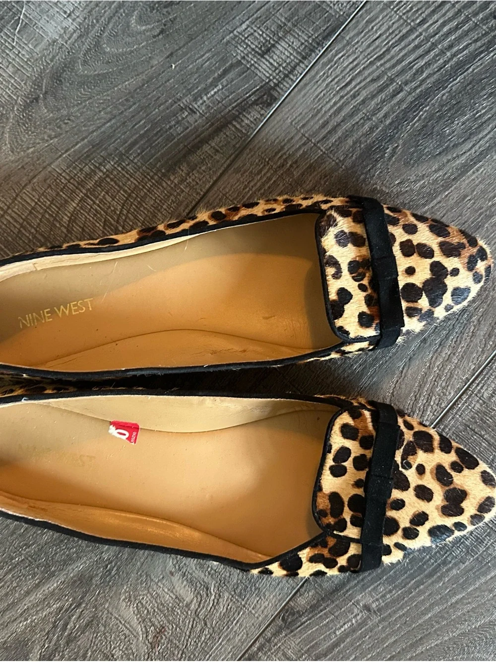 Nine West Leopard Print Pointed Flats with Black Trim